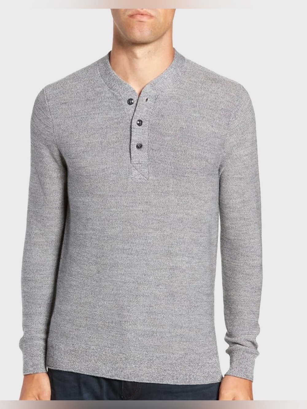 BONOBOS 
Men's Merino Wool Henley Easy Care Sweater Size Small